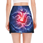 Om Sign Print Side Slit Mini Skirt