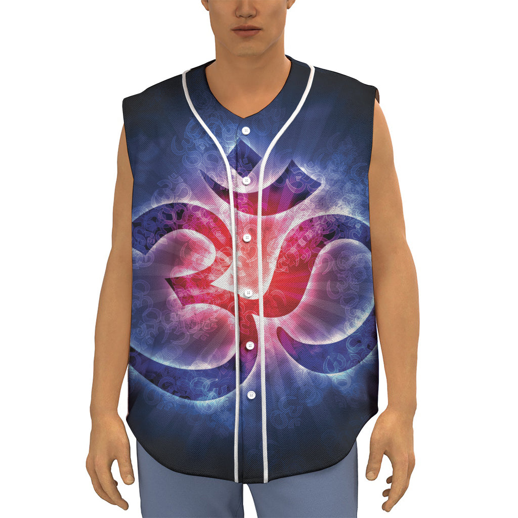 Om Sign Print Sleeveless Baseball Jersey