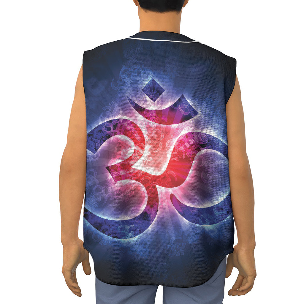 Om Sign Print Sleeveless Baseball Jersey