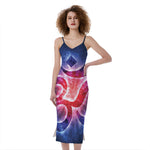Om Sign Print Slim Fit Midi Cami Dress