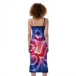 Om Sign Print Slim Fit Midi Cami Dress