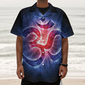 Om Sign Print Textured Short Sleeve Shirt