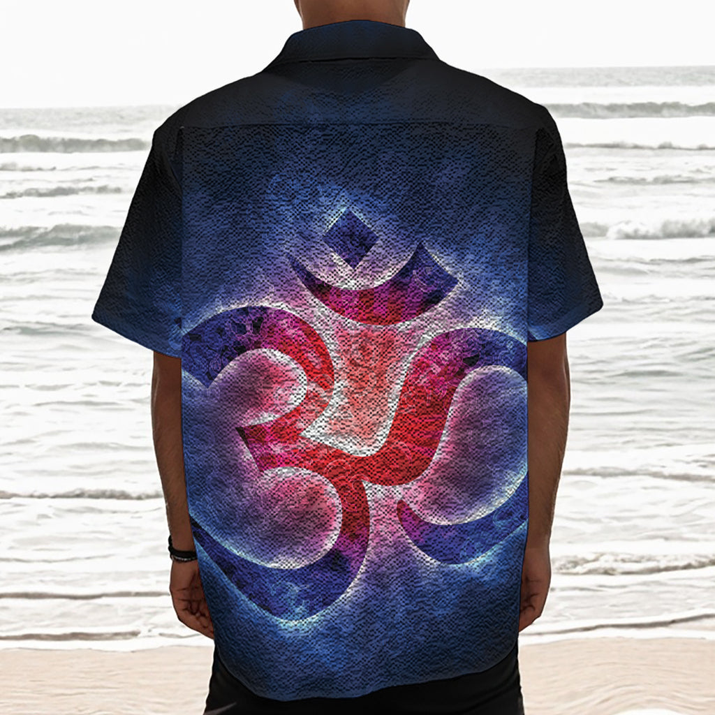 Om Sign Print Textured Short Sleeve Shirt