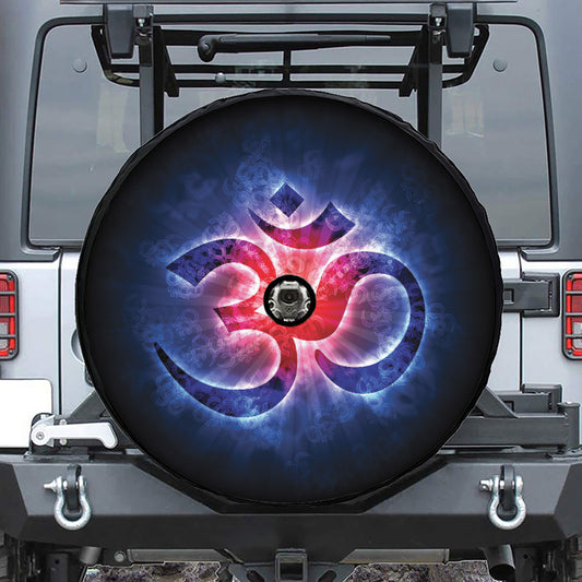 Om Sign Print Tire Cover With Camera Hole