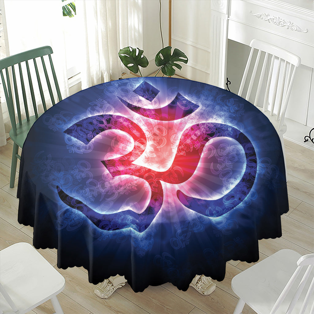 Om Sign Print Waterproof Round Tablecloth