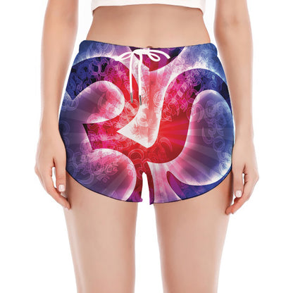 Om Sign Print Women's Split Running Shorts