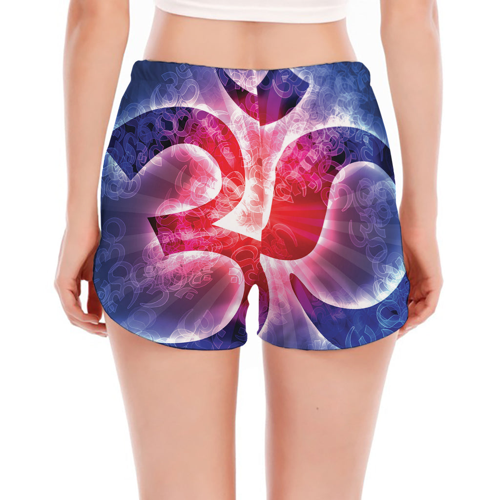 Om Sign Print Women's Split Running Shorts