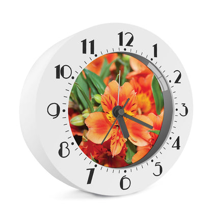 Orange Alstroemeria Print Alarm Clock