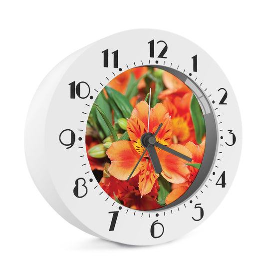Orange Alstroemeria Print Alarm Clock
