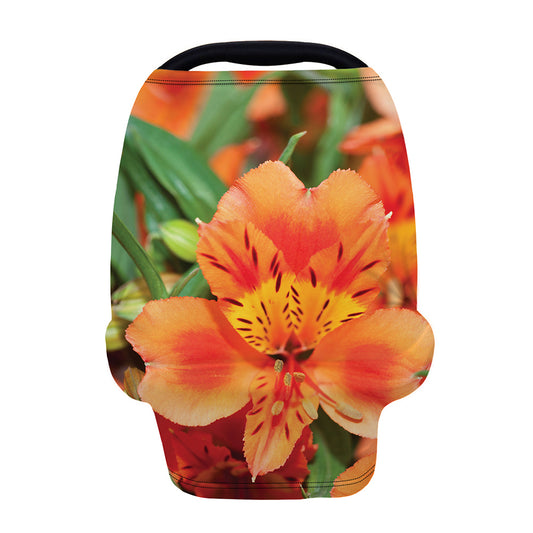 Orange Alstroemeria Print Baby Seat Cover
