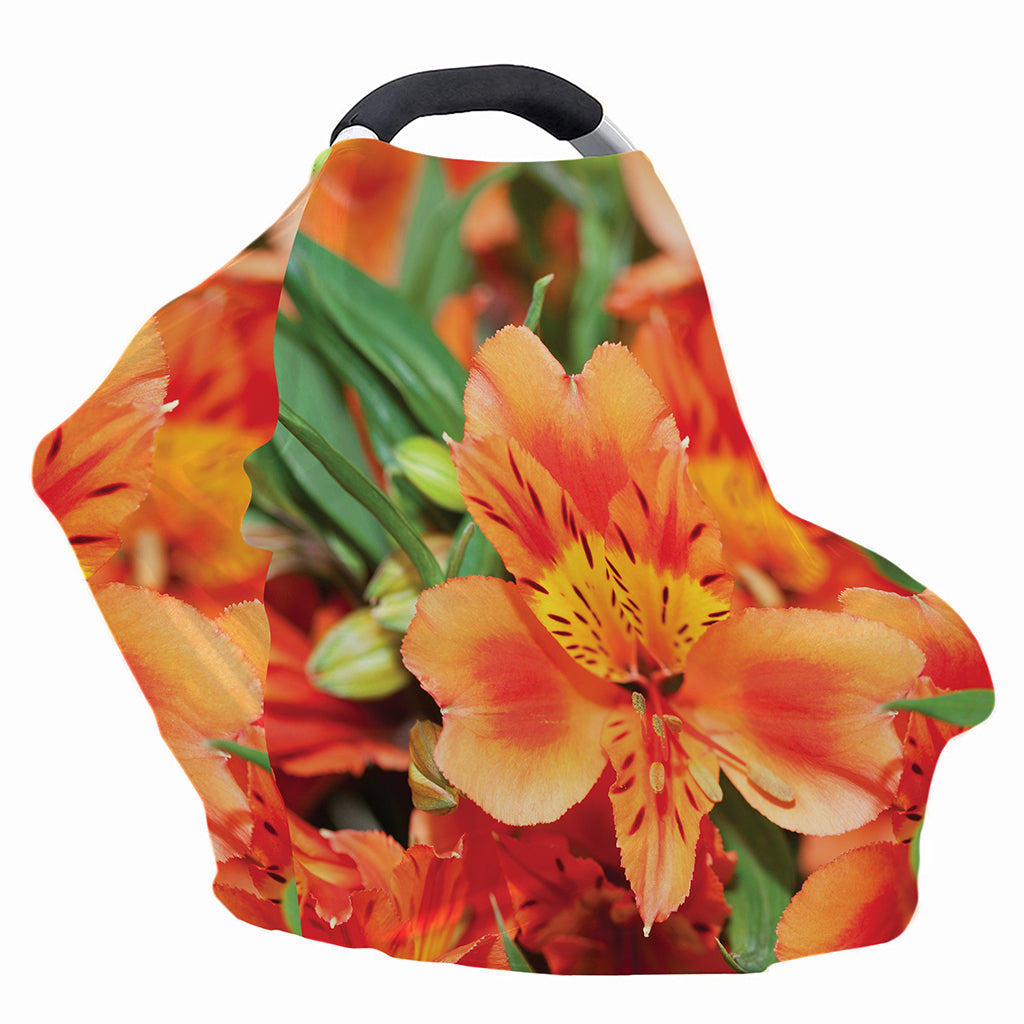Orange Alstroemeria Print Baby Seat Cover