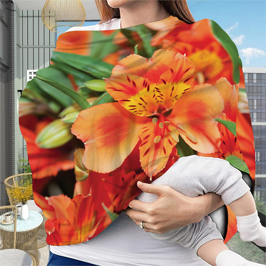 Orange Alstroemeria Print Baby Seat Cover