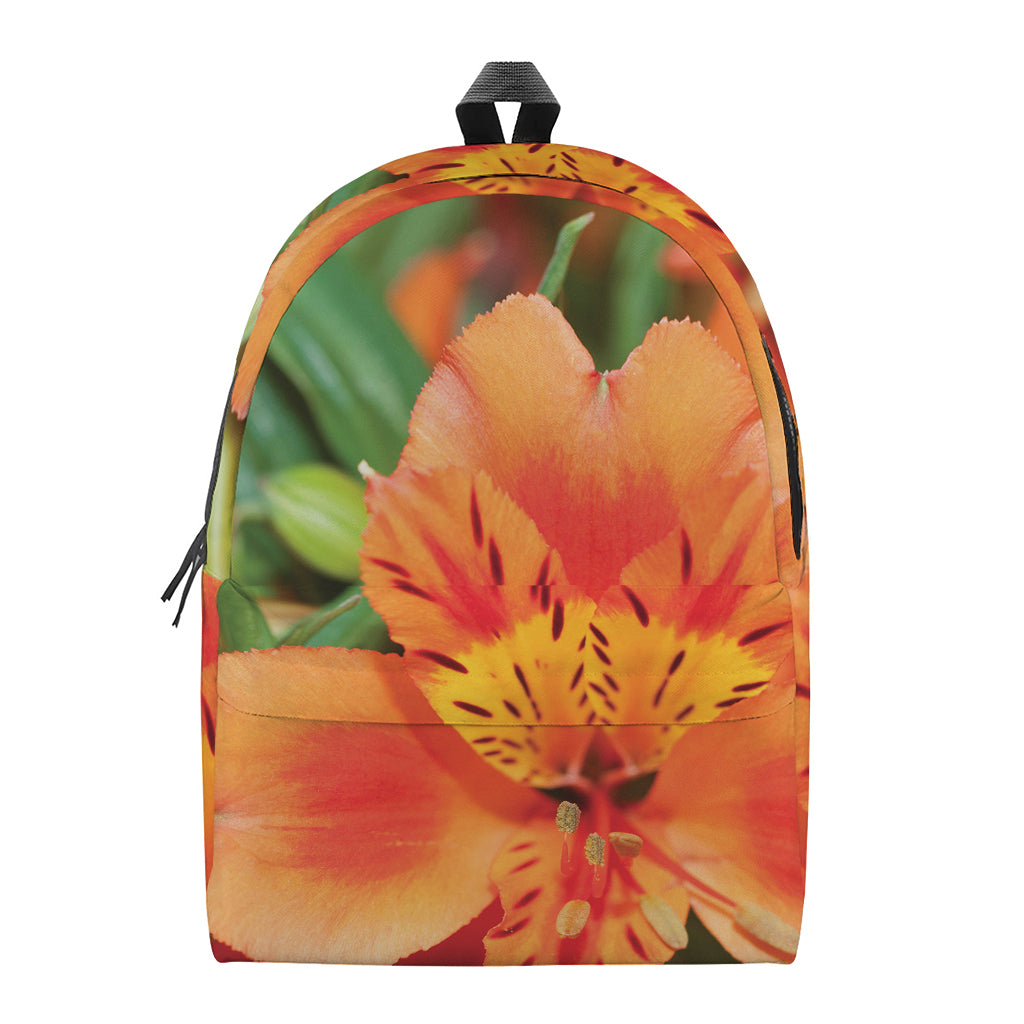 Orange Alstroemeria Print Backpack