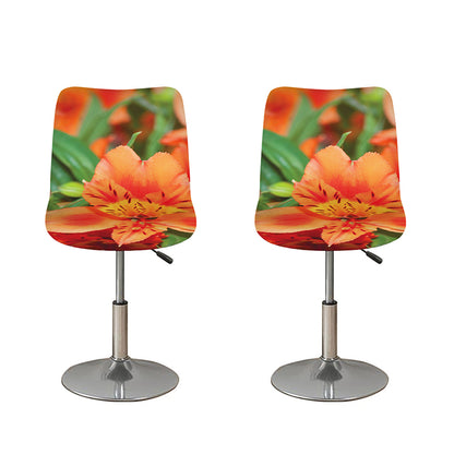 Orange Alstroemeria Print Bar Stool Covers