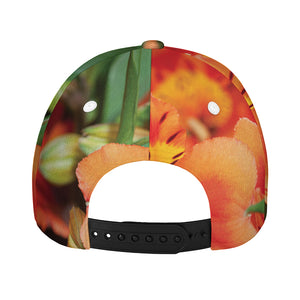 Orange Alstroemeria Print Baseball Cap