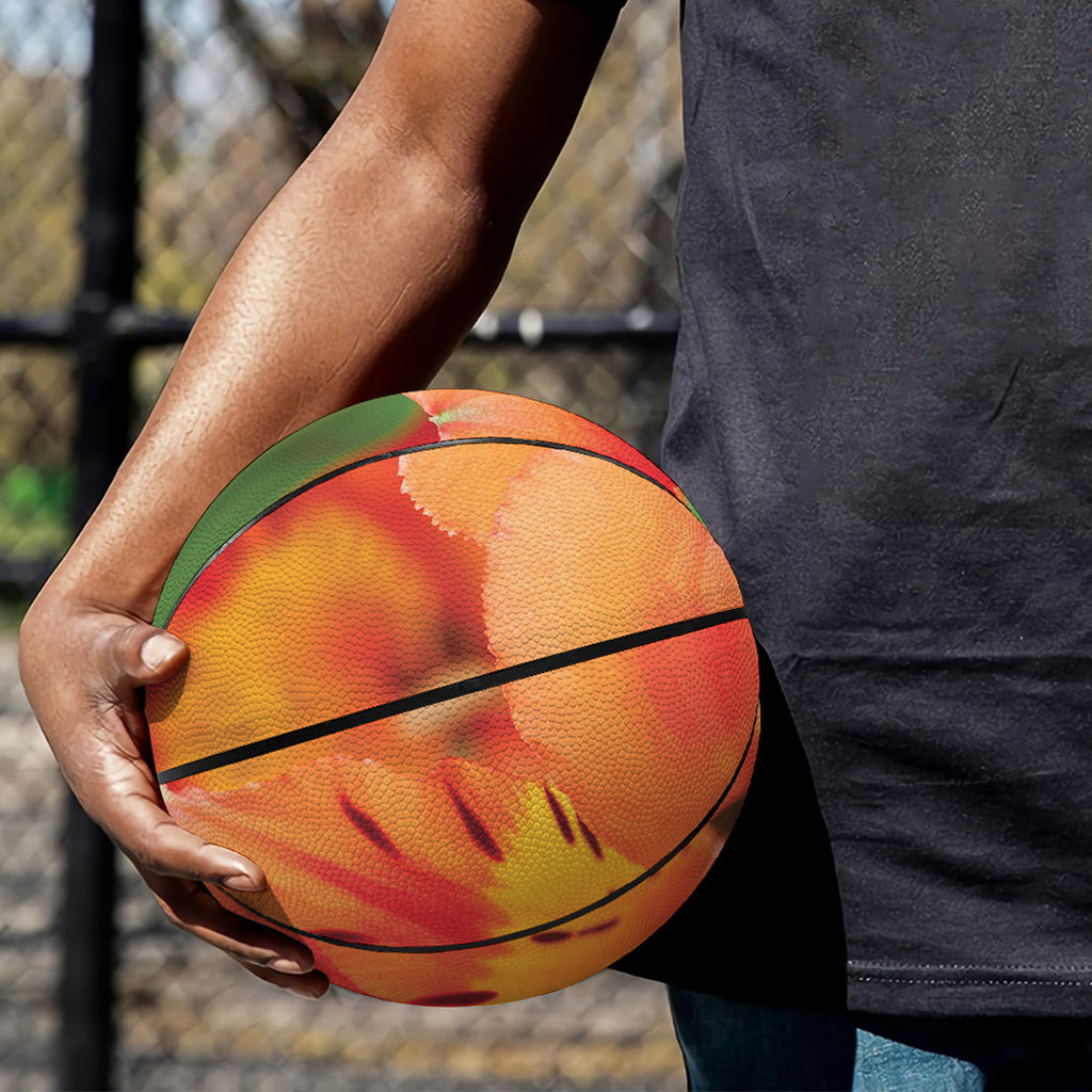 Orange Alstroemeria Print Basketball