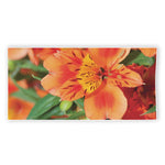 Orange Alstroemeria Print Beach Towel