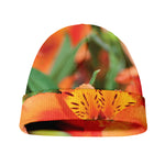 Orange Alstroemeria Print Beanie