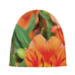 Orange Alstroemeria Print Beanie