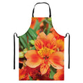 Orange Alstroemeria Print Bib Apron With Pocket
