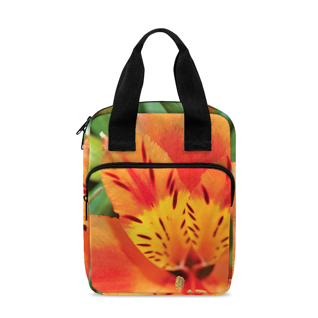 Orange Alstroemeria Print Bible Tote Bag