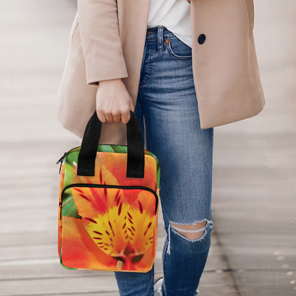 Orange Alstroemeria Print Bible Tote Bag