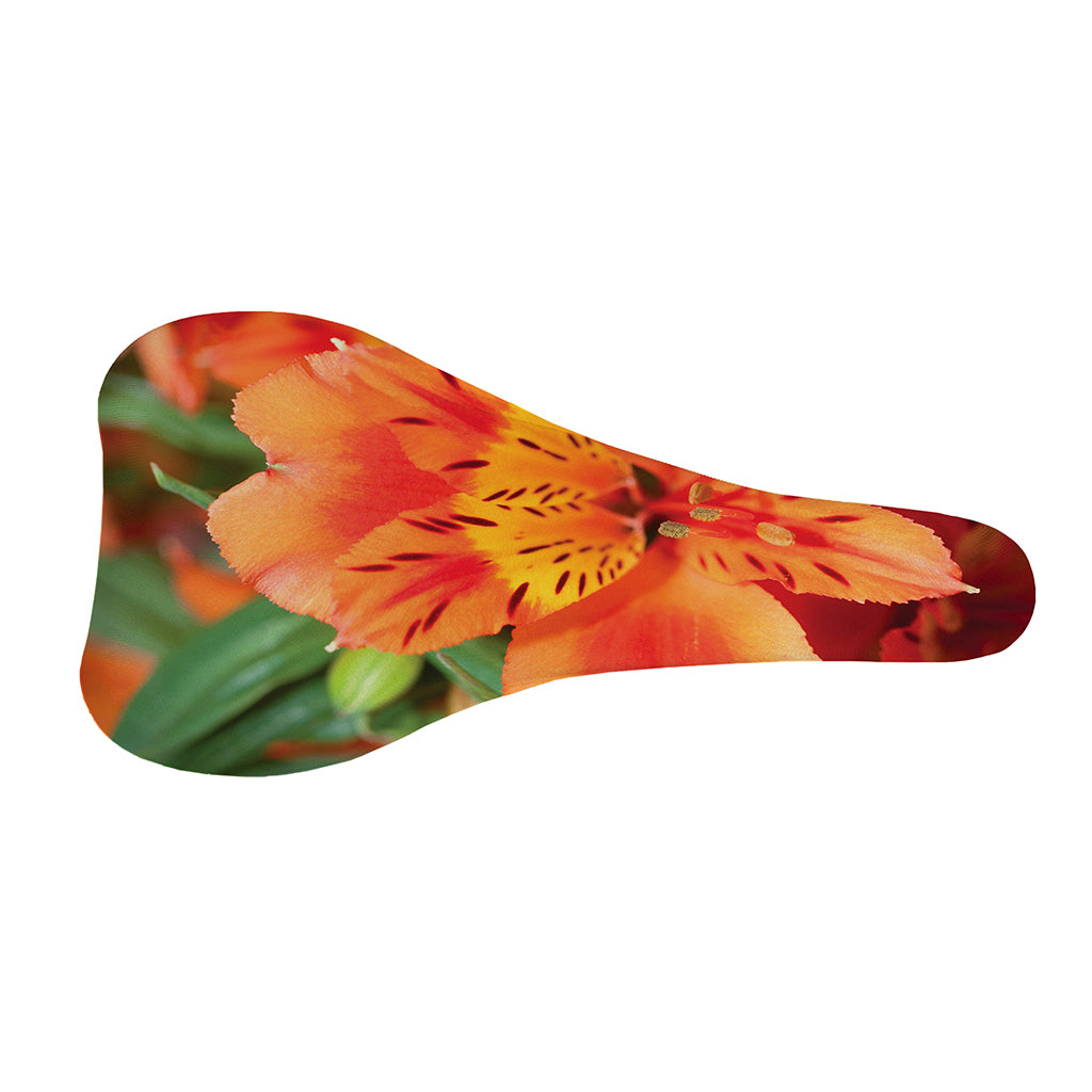 Orange Alstroemeria Print Bicycle Seat Cover
