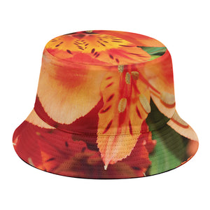 Orange Alstroemeria Print Bucket Hat