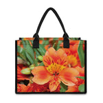 Orange Alstroemeria Print Canvas Tote Bag