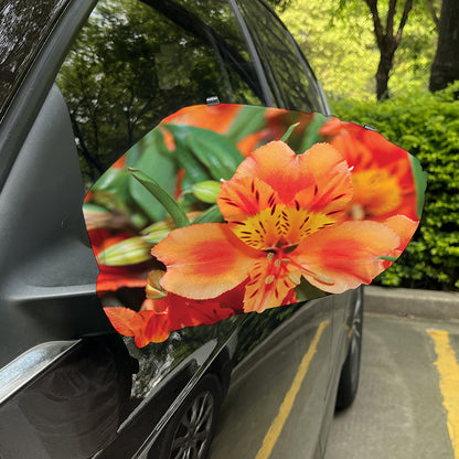 Orange Alstroemeria Print Car Side Mirror Covers