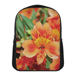 Orange Alstroemeria Print Casual Backpack