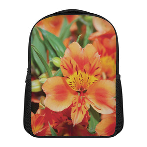 Orange Alstroemeria Print Casual Backpack