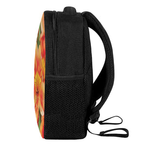 Orange Alstroemeria Print Casual Backpack