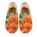 Orange Alstroemeria Print Casual Shoes