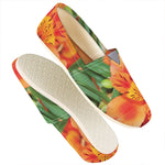 Orange Alstroemeria Print Casual Shoes