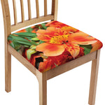 Orange Alstroemeria Print Chair Cushion Cover