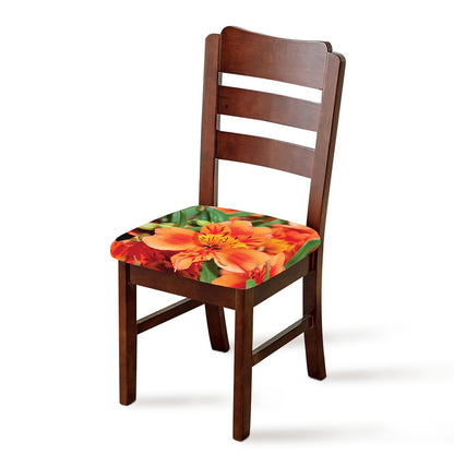 Orange Alstroemeria Print Chair Cushion Cover