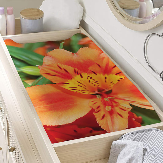 Orange Alstroemeria Print Changing Pad Cover