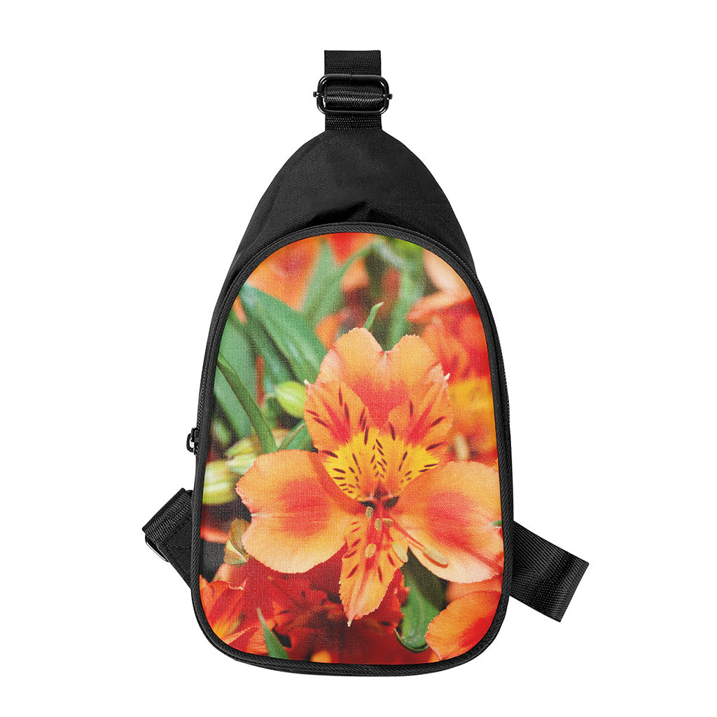 Orange Alstroemeria Print Chest Bag