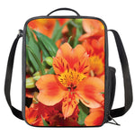 Orange Alstroemeria Print Crossbody Lunch Bag