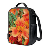Orange Alstroemeria Print Crossbody Lunch Bag