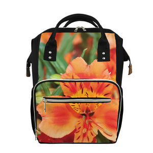 Orange Alstroemeria Print Diaper Bag