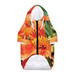 Orange Alstroemeria Print Dog Zip Up Hoodie