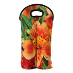 Orange Alstroemeria Print Double Neoprene Wine Tote