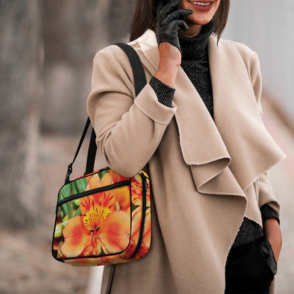 Orange Alstroemeria Print Double Strap Bible Bag