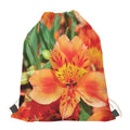 Orange Alstroemeria Print Drawstring Bag