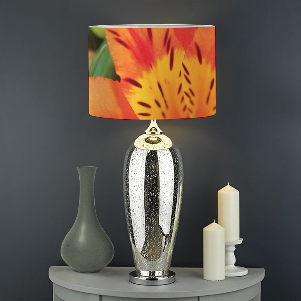 Orange Alstroemeria Print Drum Lamp Shade