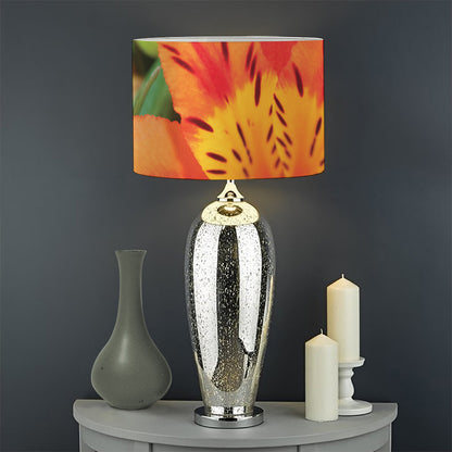 Orange Alstroemeria Print Drum Lamp Shade