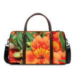 Orange Alstroemeria Print Duffle Bag