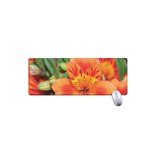 Orange Alstroemeria Print Extended Mouse Pad